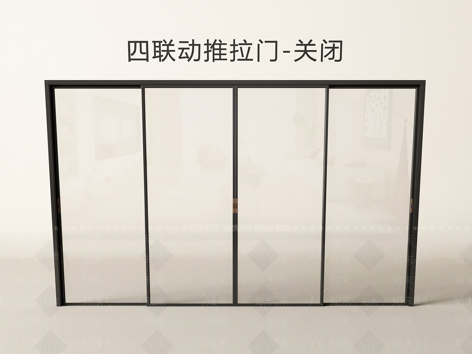现代推拉门SU模型下载【ID:1190048512】