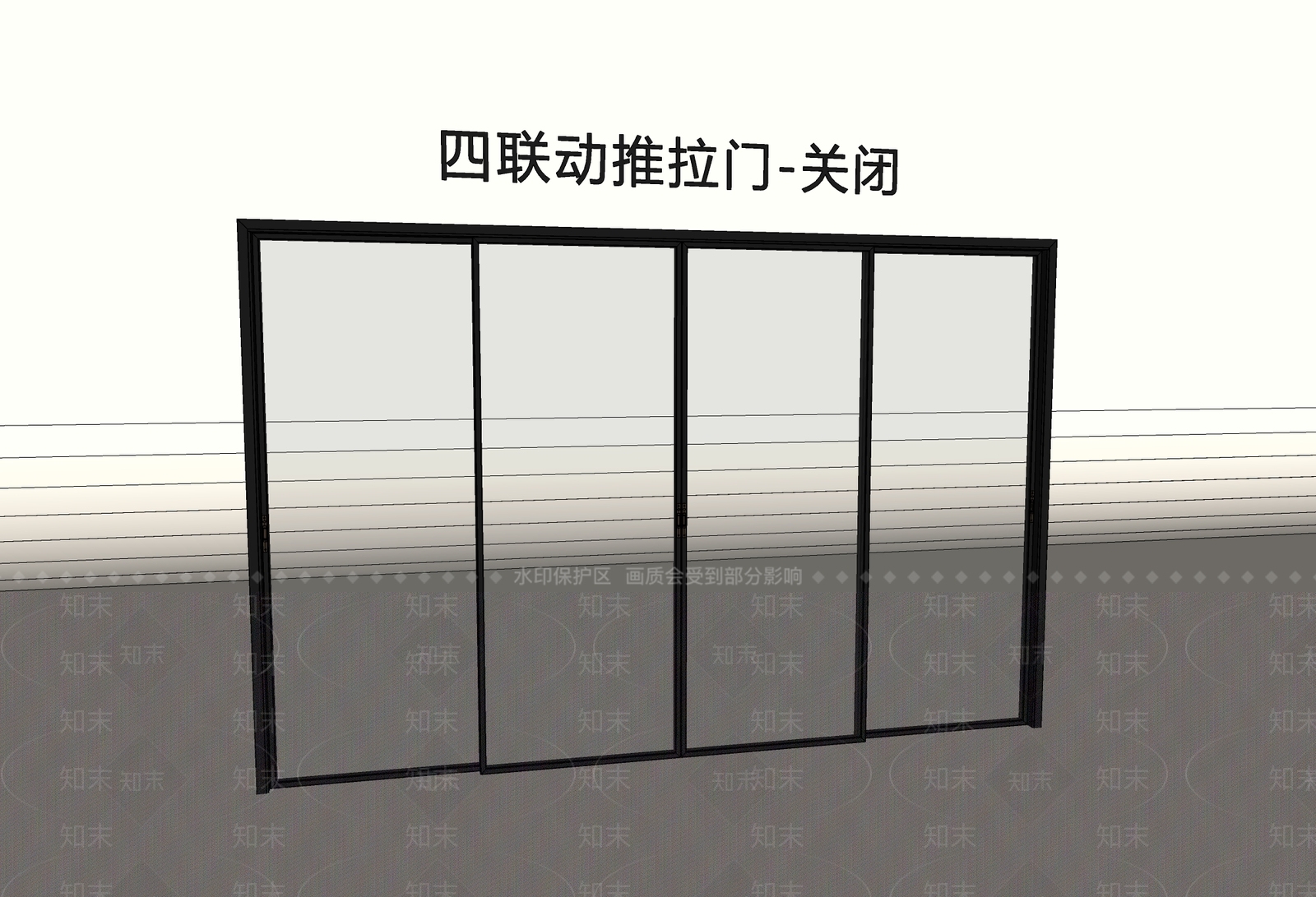 现代推拉门SU模型下载【ID:1190048512】