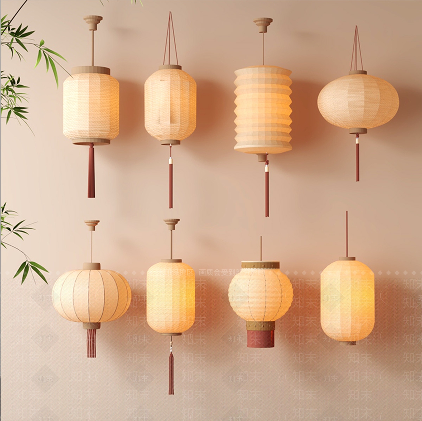 现代新中式灯笼SU模型下载【ID:1190049356】