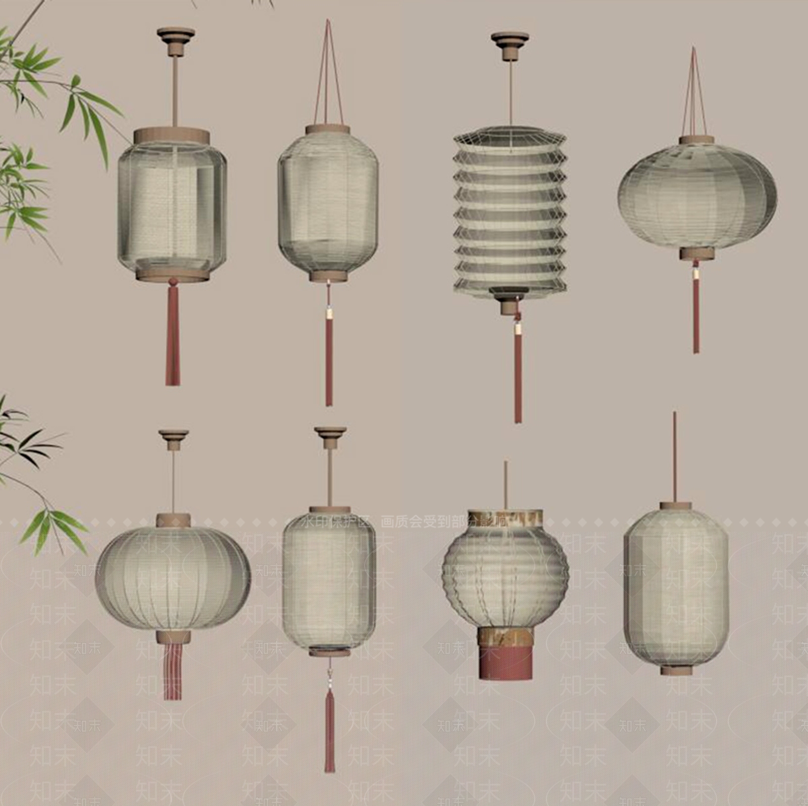 现代新中式灯笼SU模型下载【ID:1190049356】