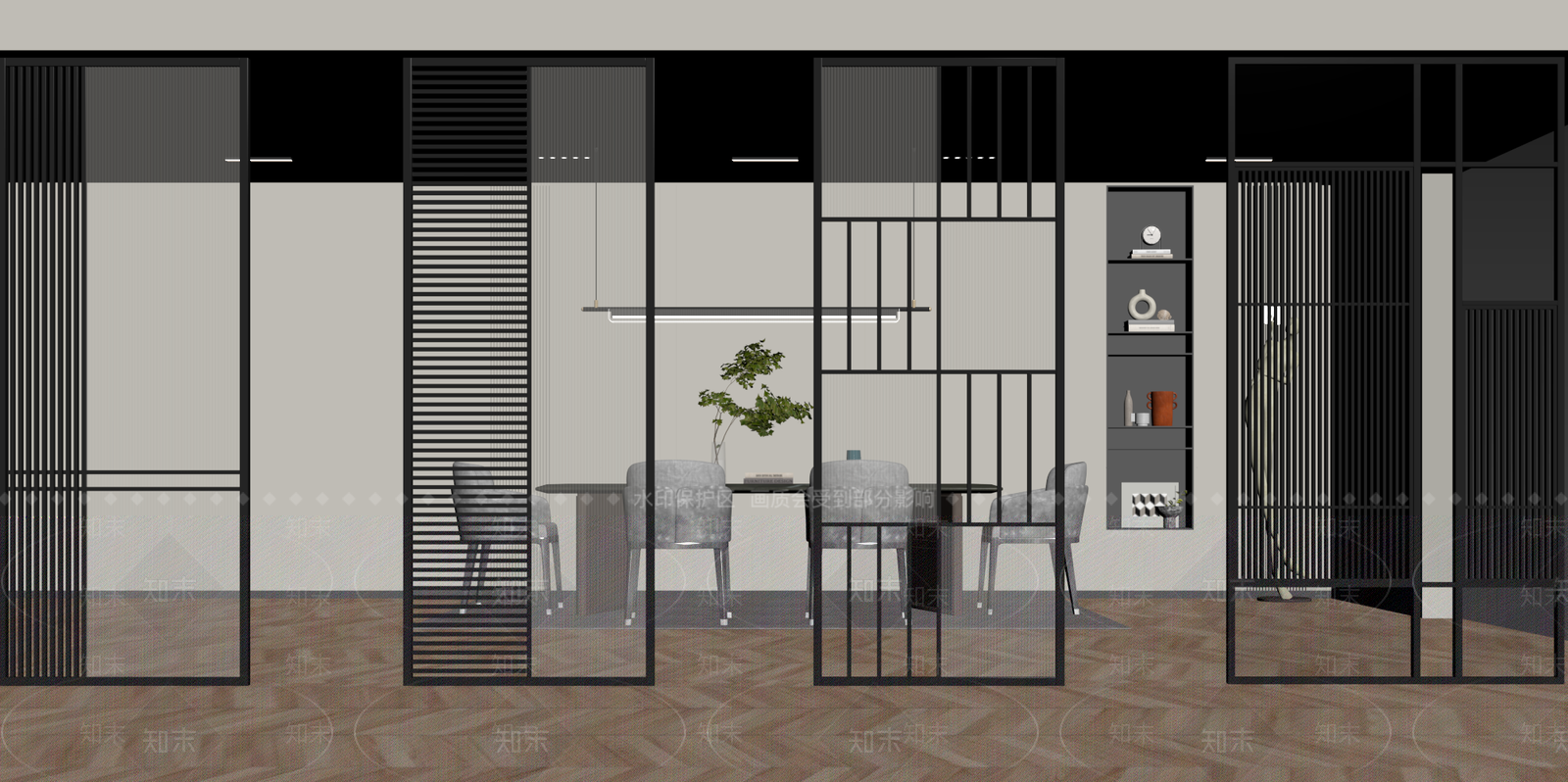 现代极简隔断SU模型下载【ID:1190049740】