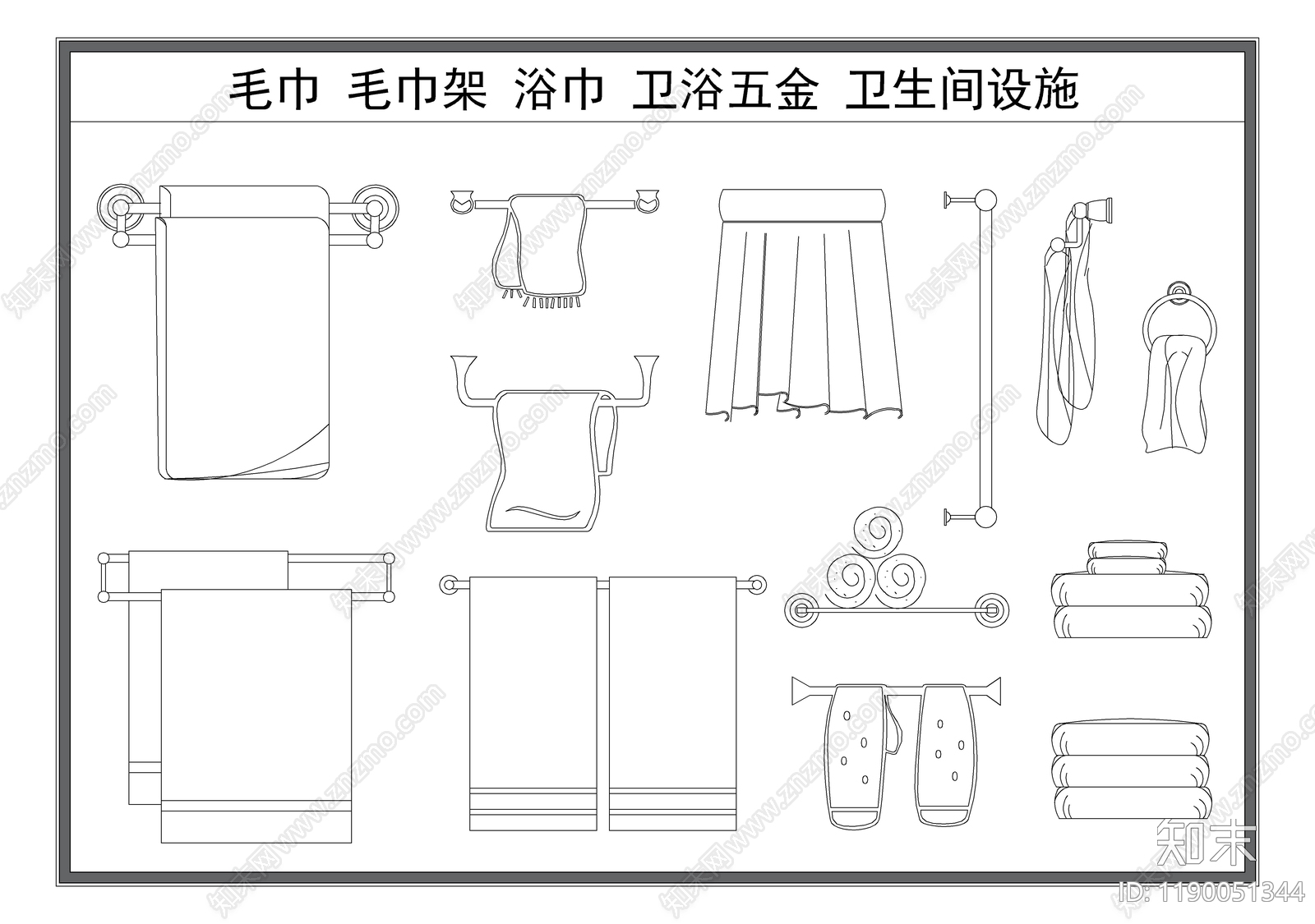 现代卫浴设施cad施工图下载【ID:1190051344】