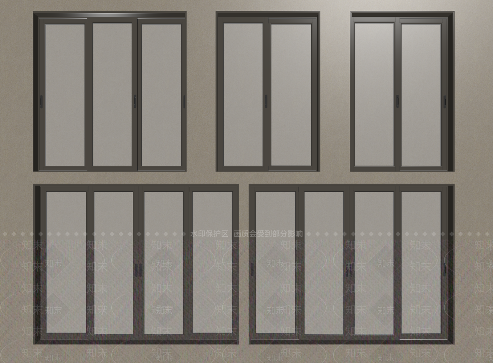 现代极简平开窗SU模型下载【ID:1190058845】