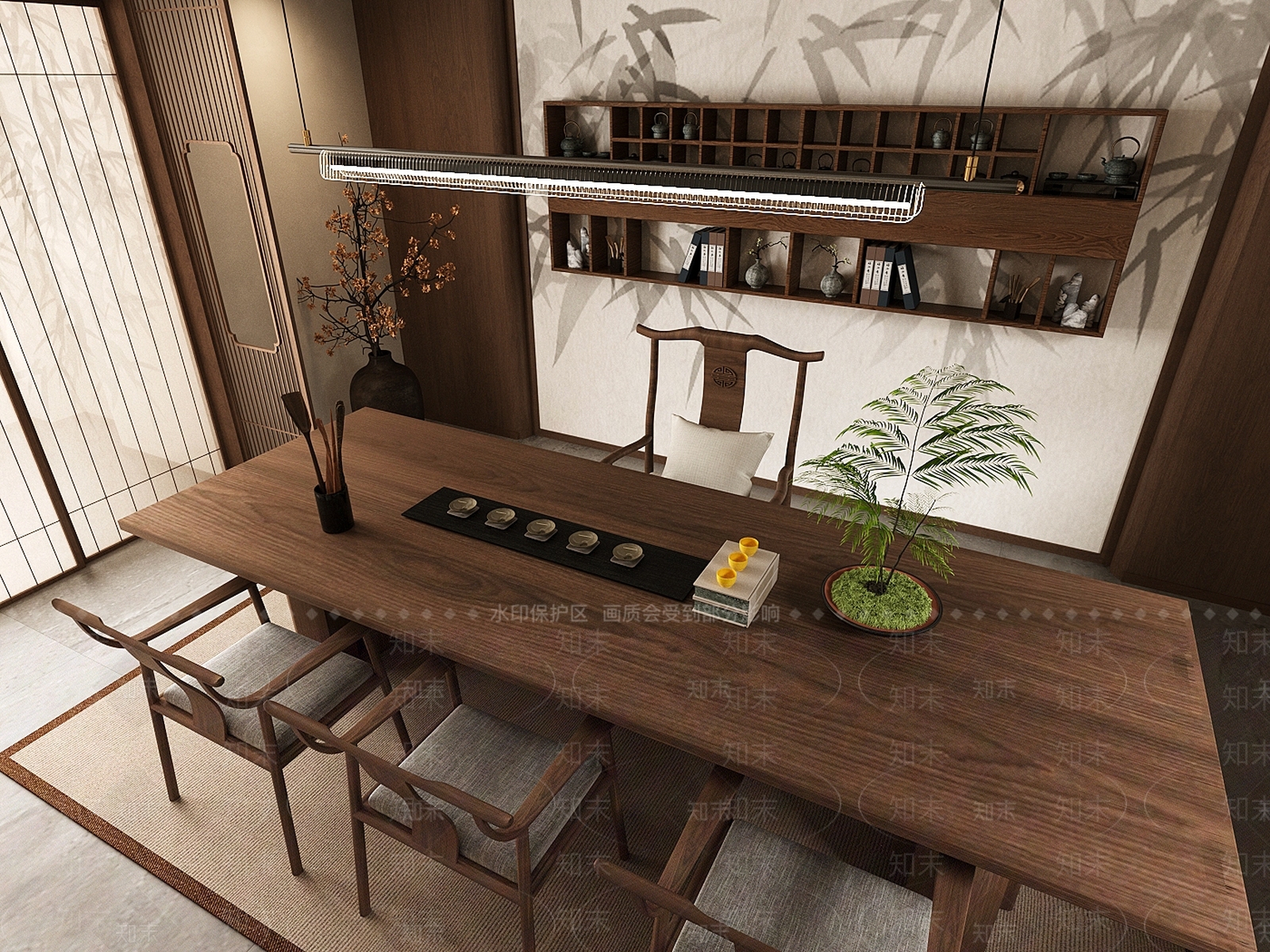 新中式茶室SU模型下载【ID:1190064892】