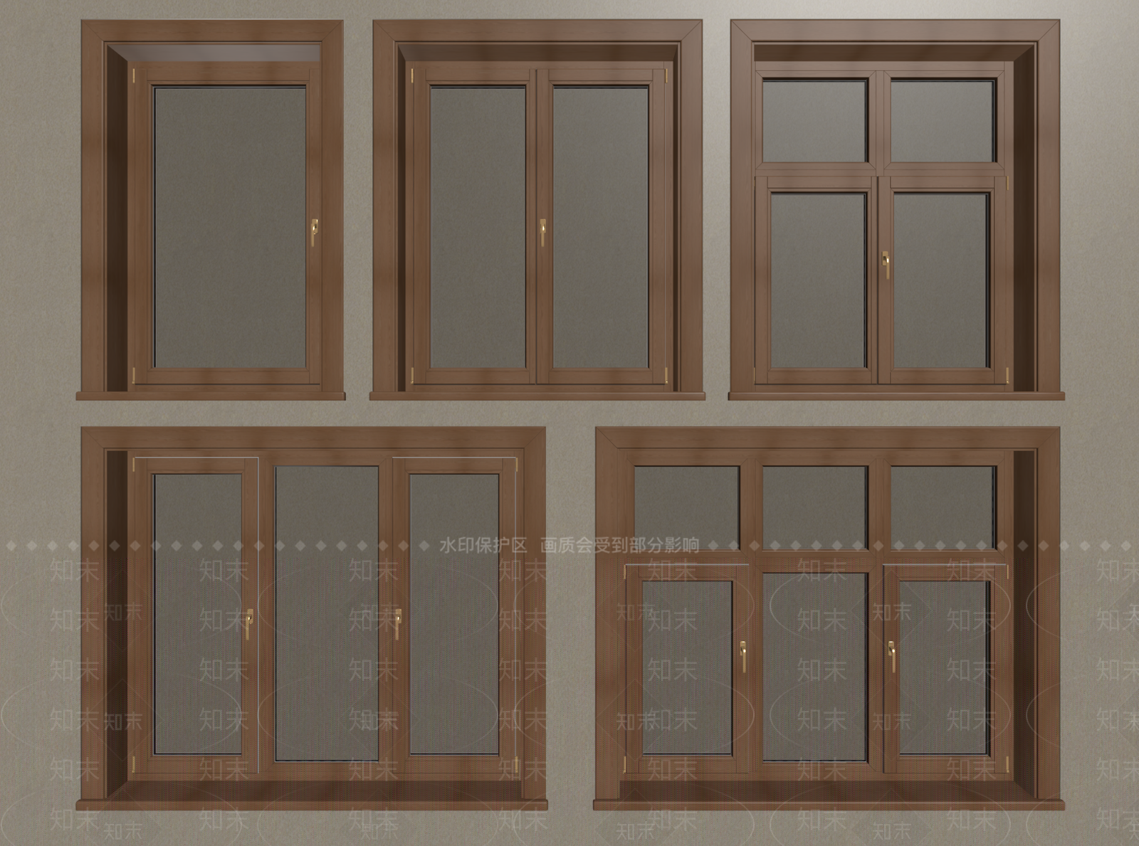 现代原木平开窗SU模型下载【ID:1190066919】