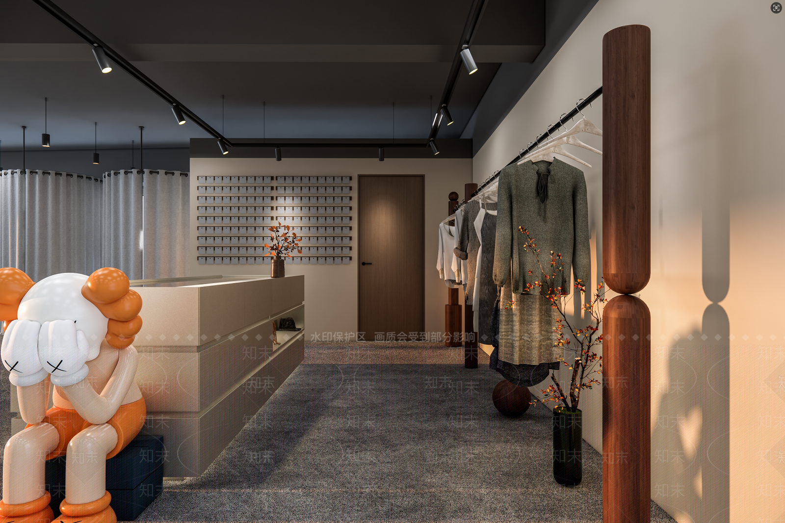 奶油侘寂服装店SU模型下载【ID:1190067854】