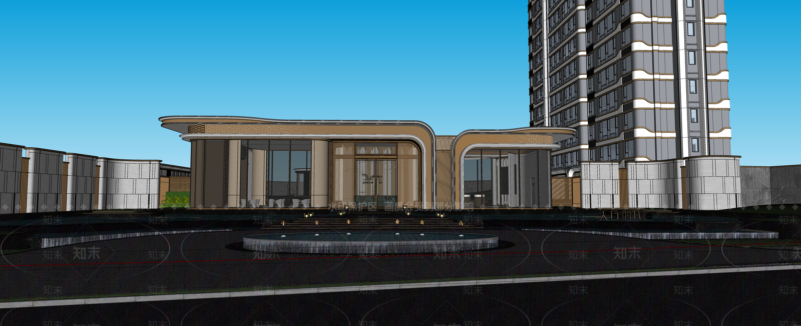 现代新中式办公景观SU模型下载【ID:1190070886】