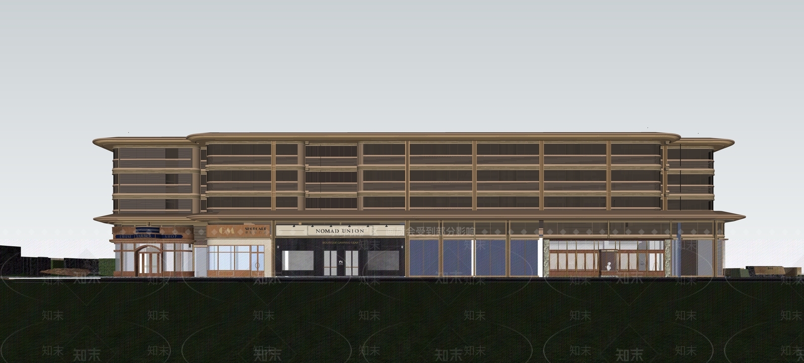 现代售楼处建筑SU模型下载【ID:1190070979】