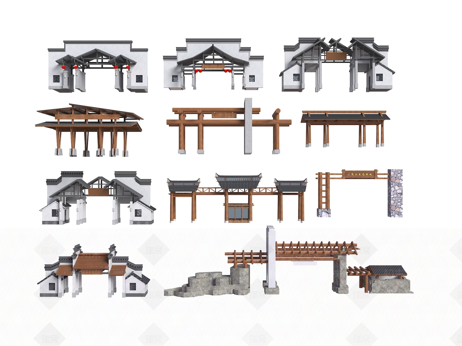 现代新中式其他景观小品3D模型下载【ID:1190077931】