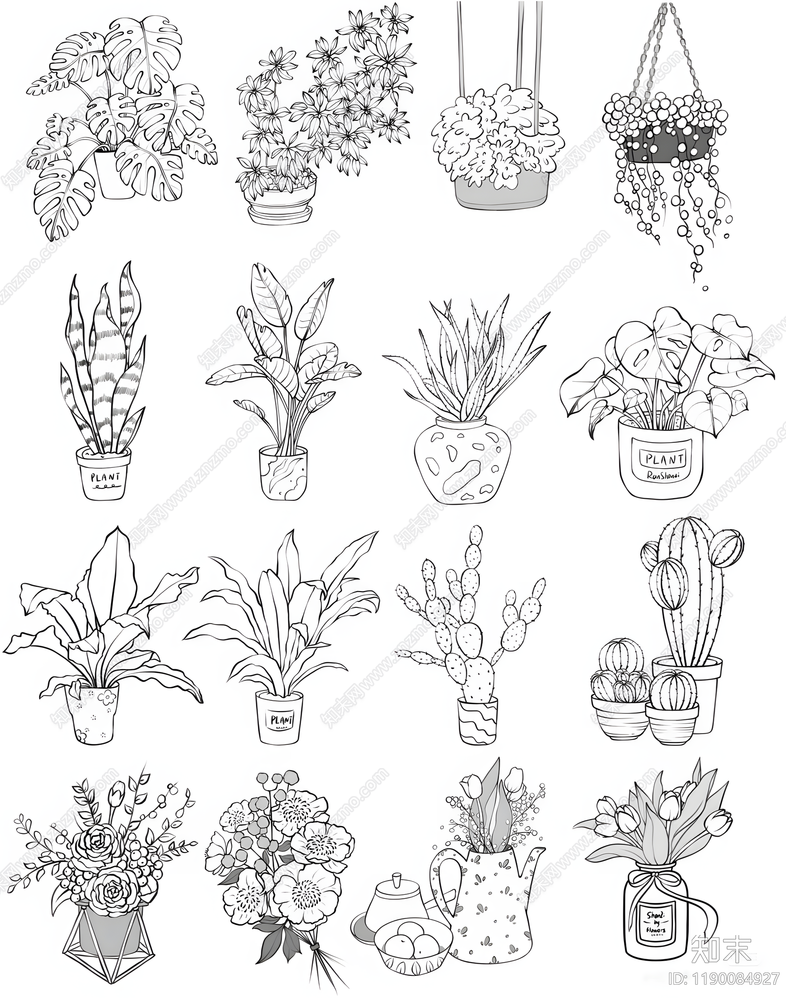 现代综合植物图库cad施工图下载【ID:1190084927】