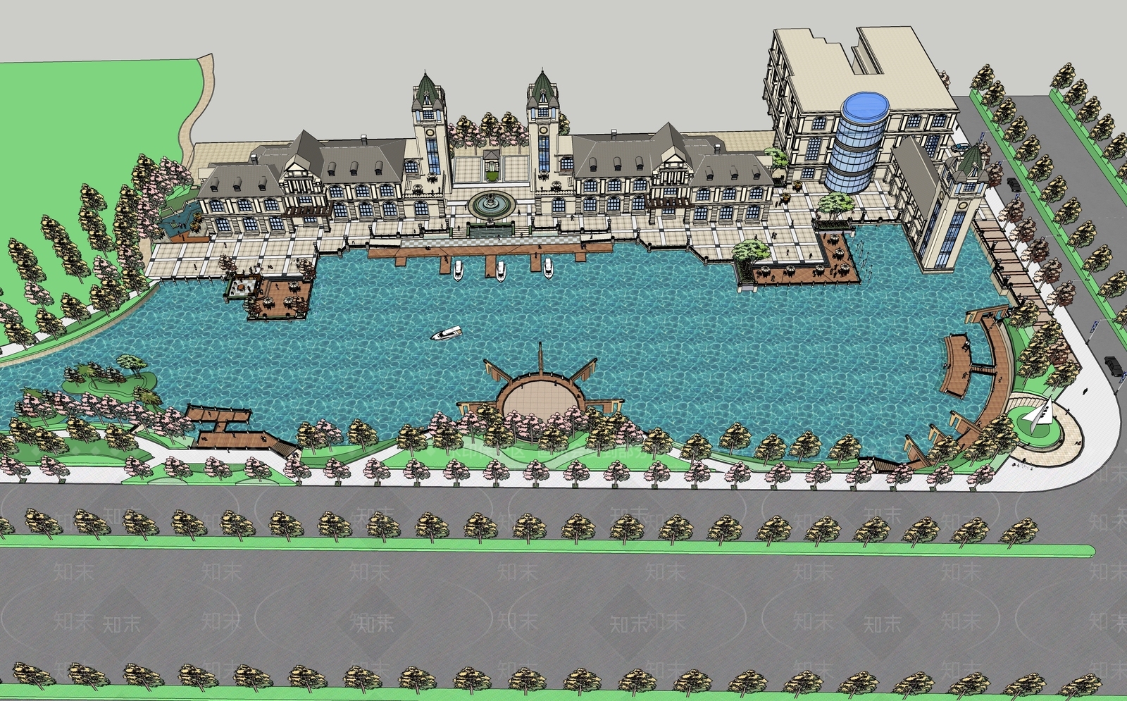 现代商业街SU模型下载【ID:1190085152】