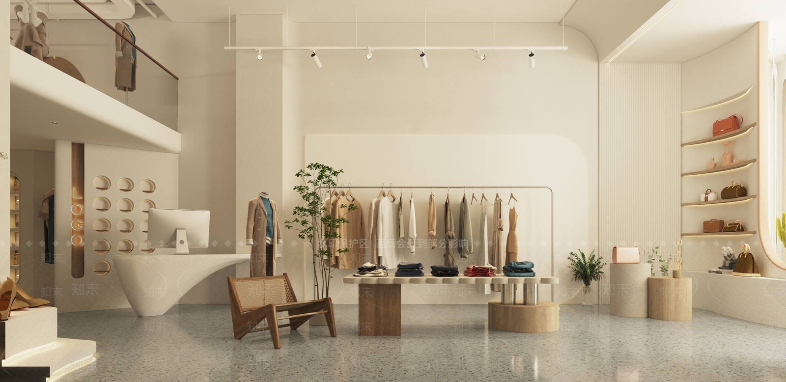 现代侘寂服装店3D模型下载【ID:1190088390】