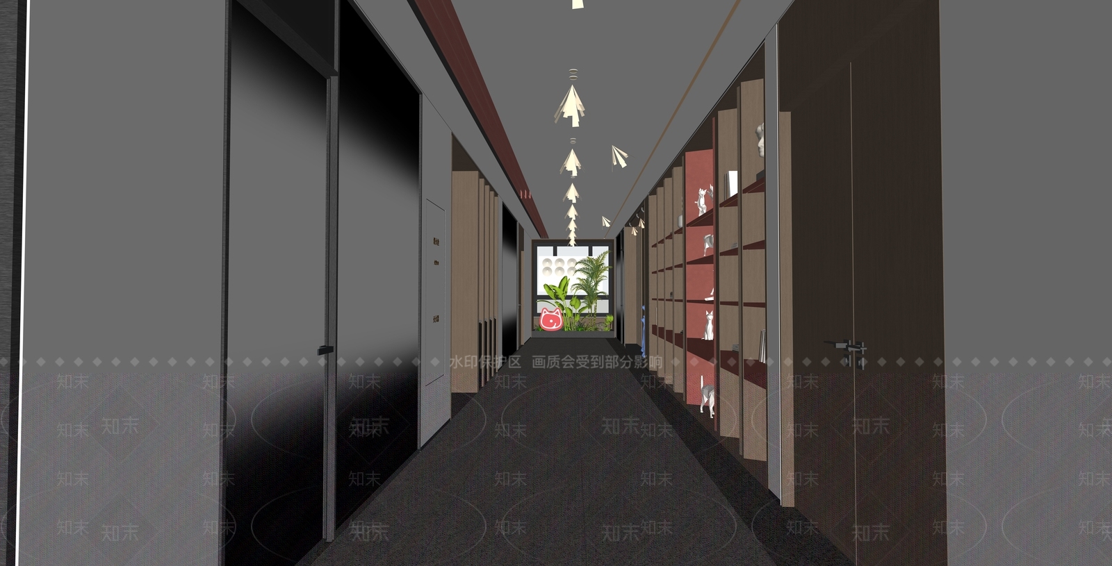现代办公走廊SU模型下载【ID:1190128782】