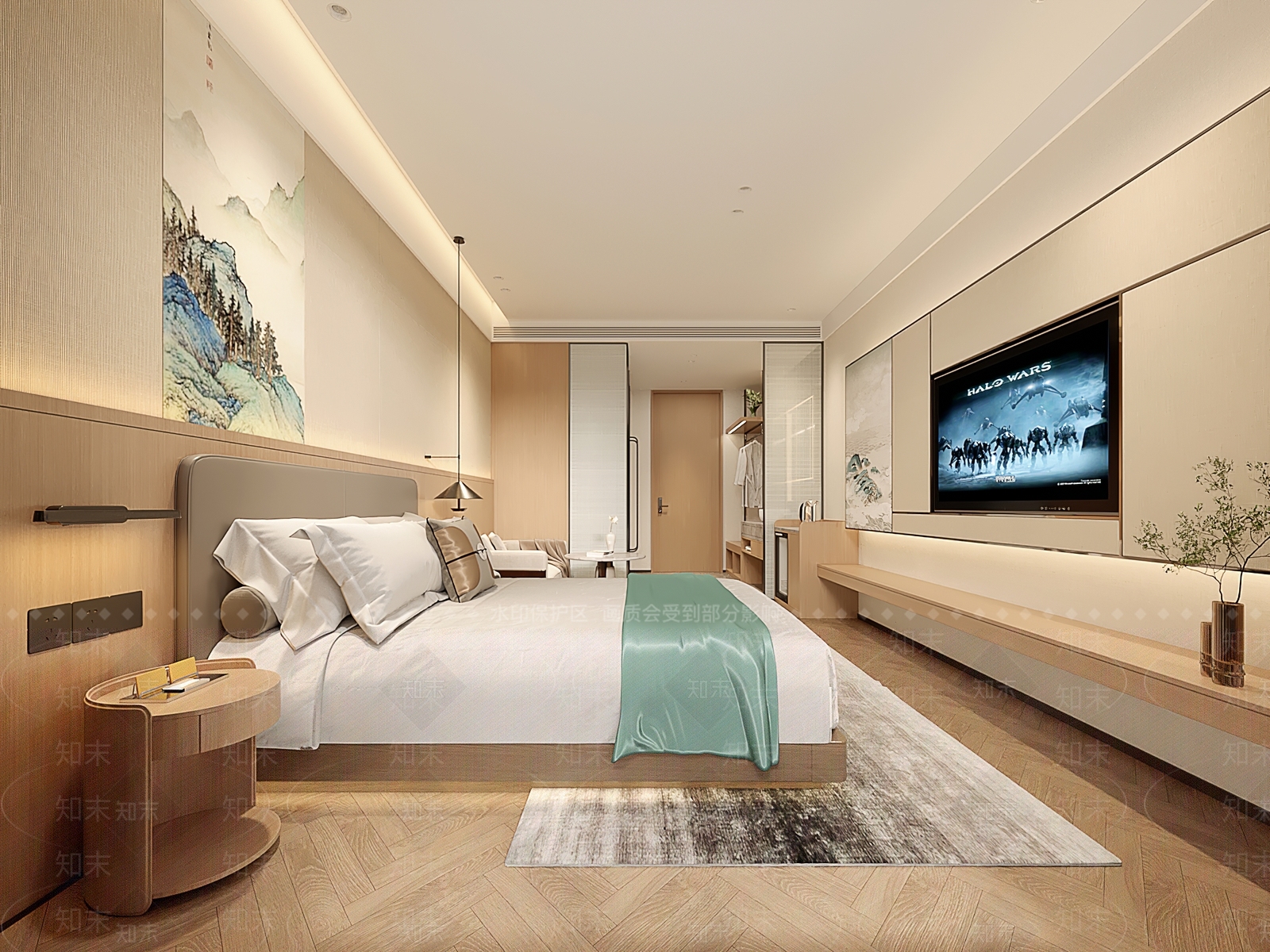 现代酒店客房3D模型下载【ID:1215081183】