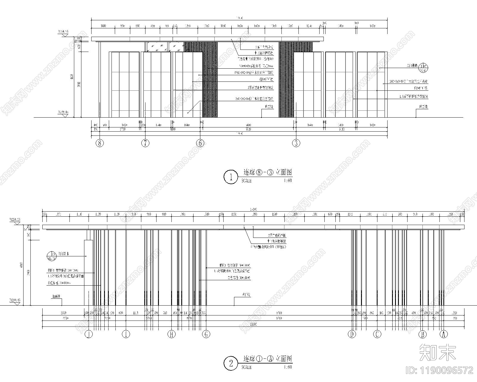 现代廊架cad施工图下载【ID:1190096572】