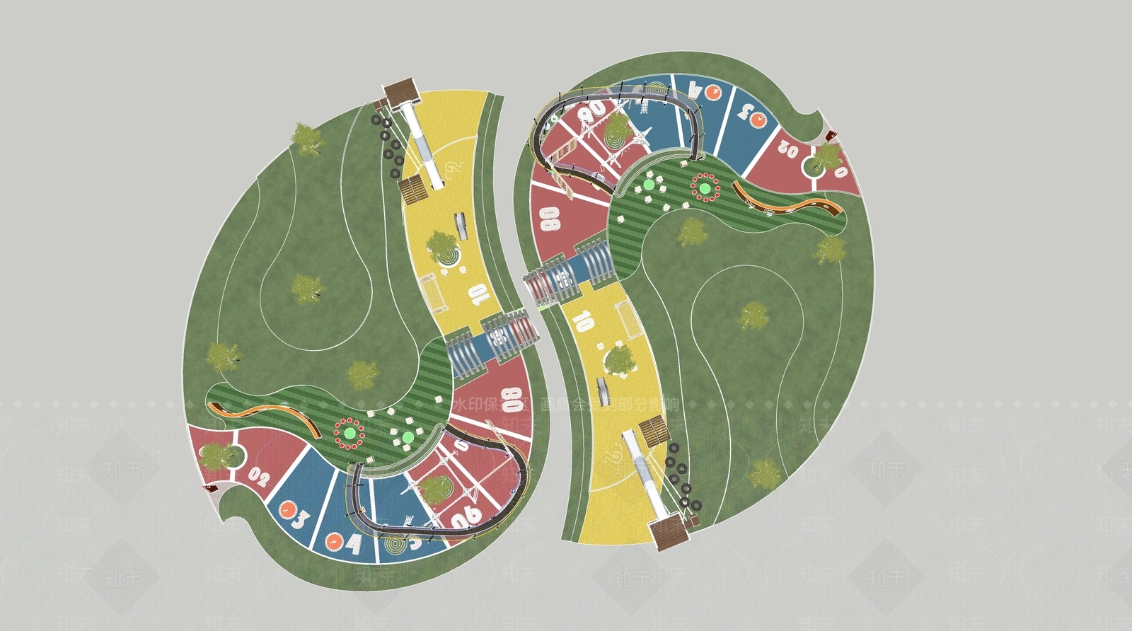 现代景观公园SU模型下载【ID:1190107650】