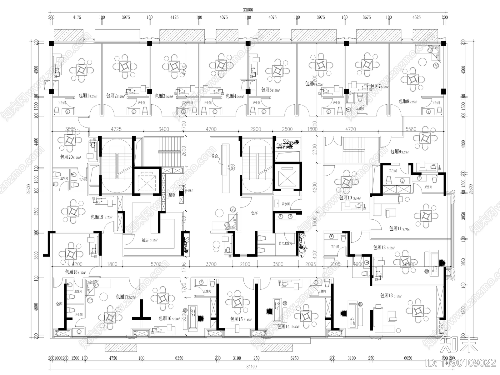 20套棋牌室麻将馆CAD施工图cad施工图下载【ID:1190109022】