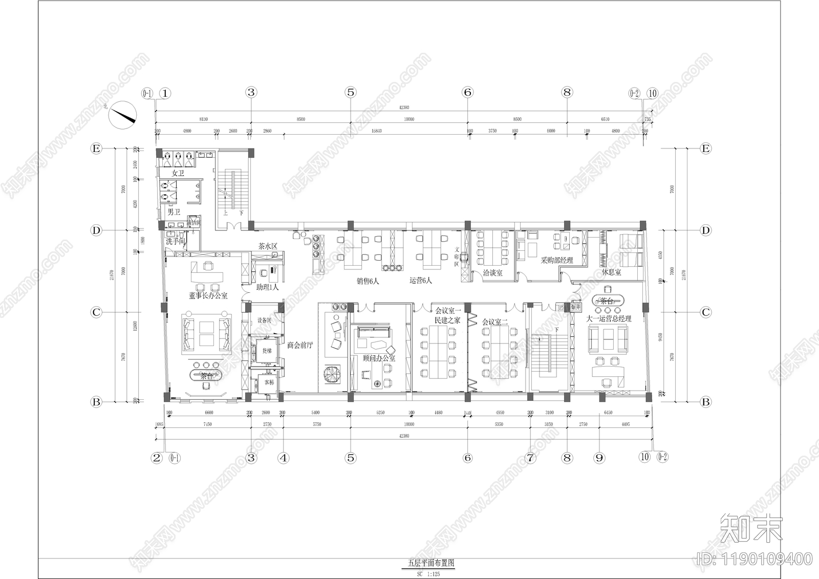 现代整体办公空间cad施工图下载【ID:1190109400】