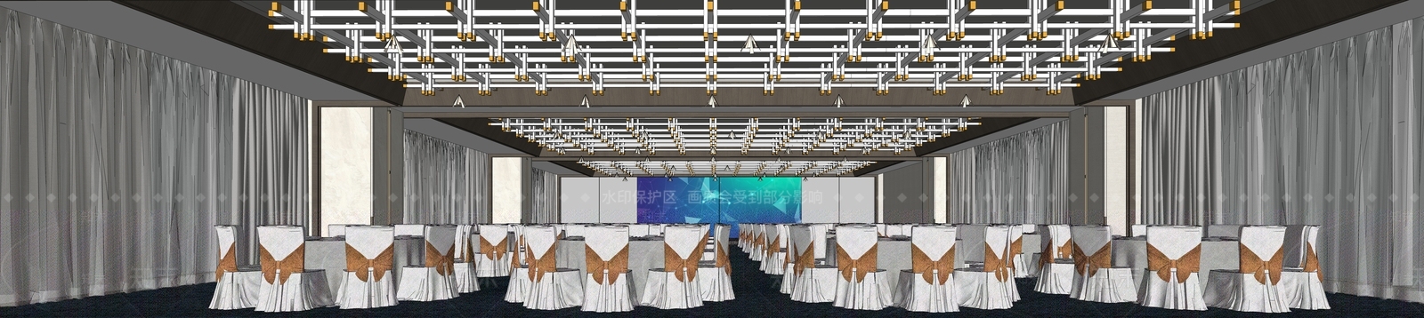 现代宴会厅SU模型下载【ID:1190112881】