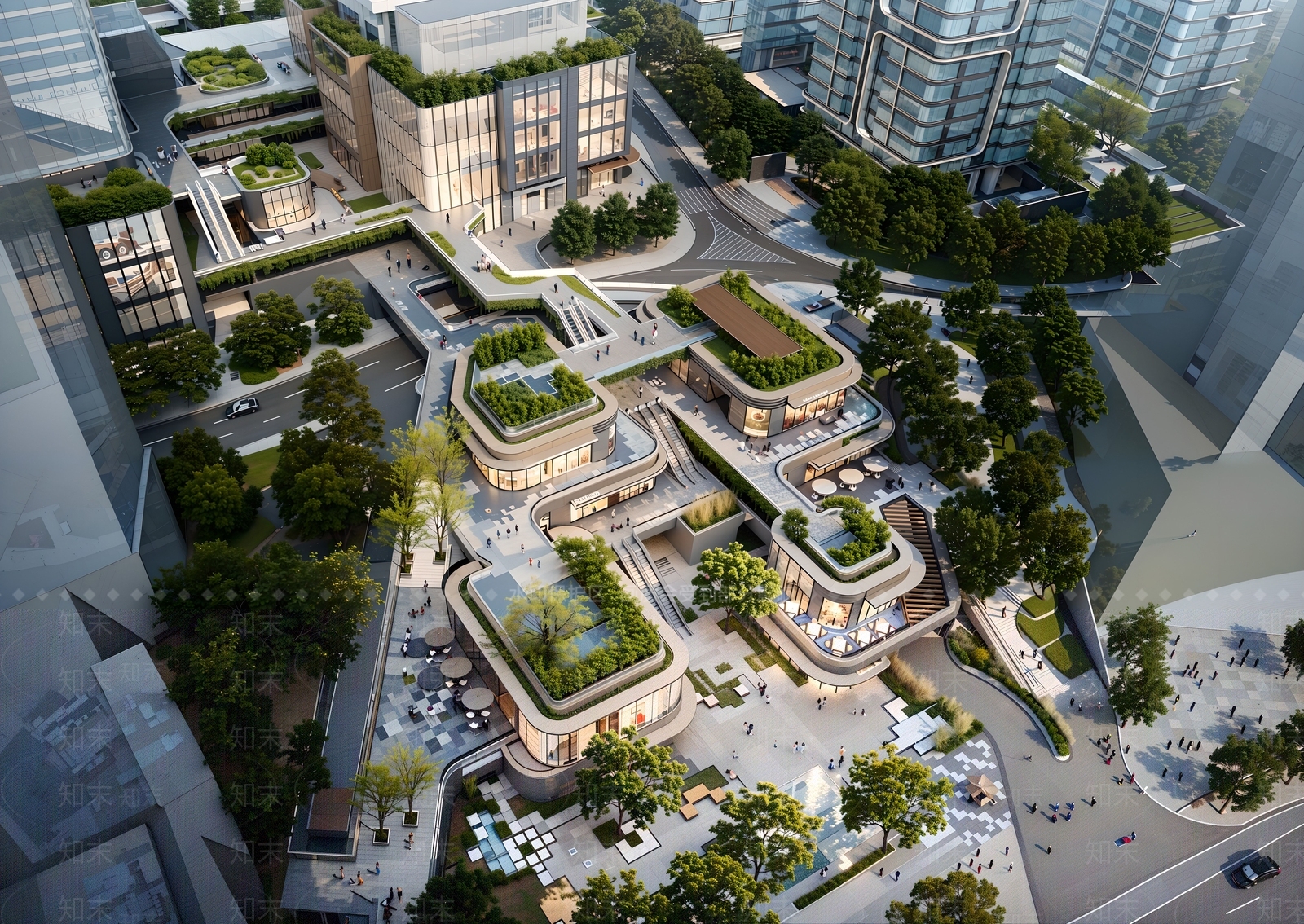 现代商业街SU模型下载【ID:1190114093】