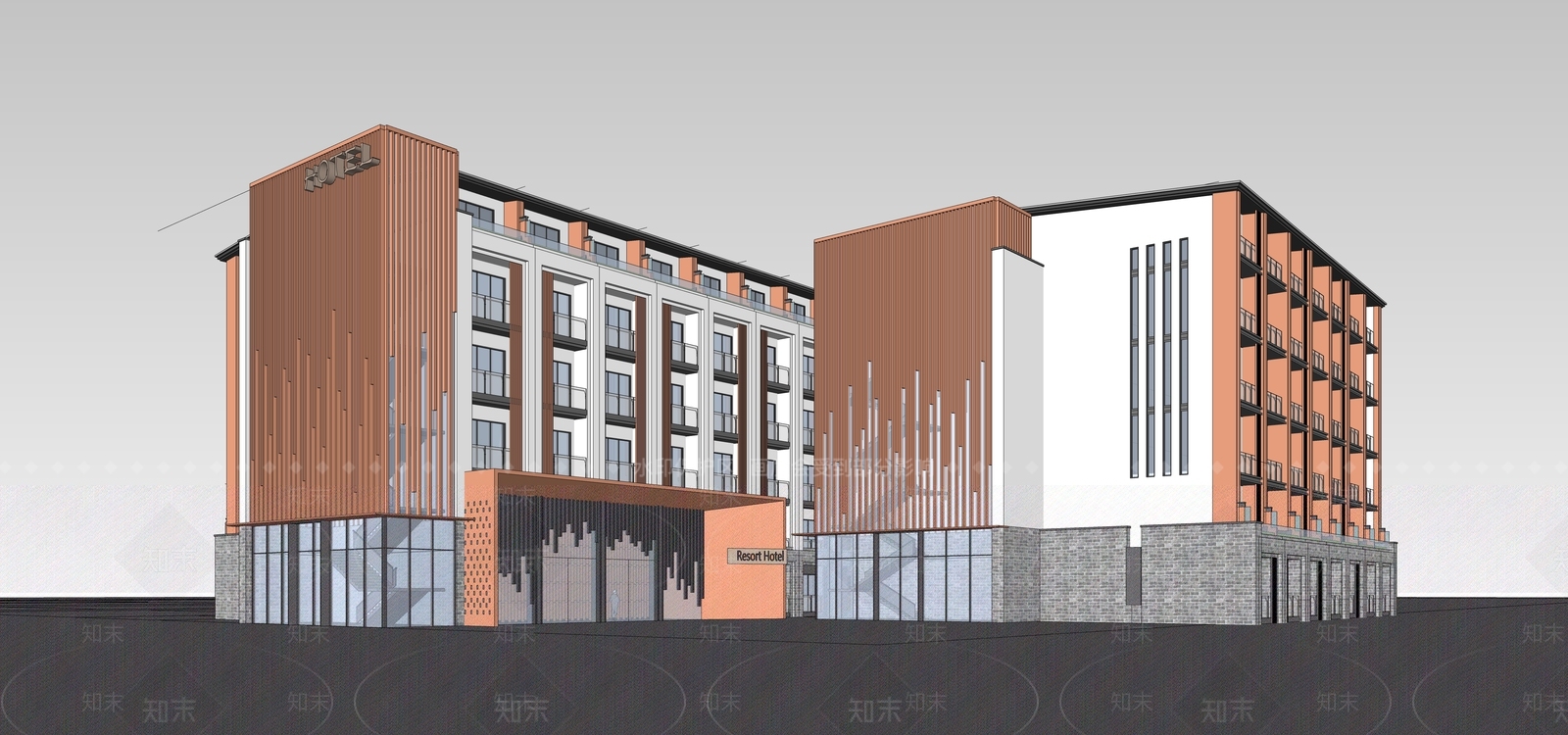 原木办公楼SU模型下载【ID:1190115232】