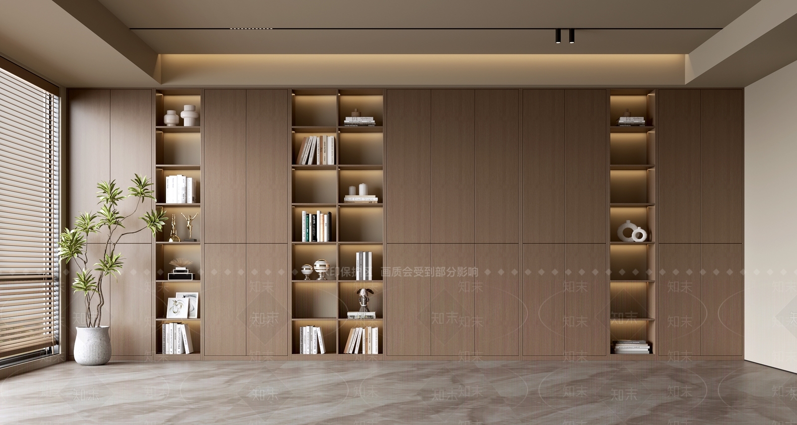 现代书柜3D模型下载【ID:1190116445】