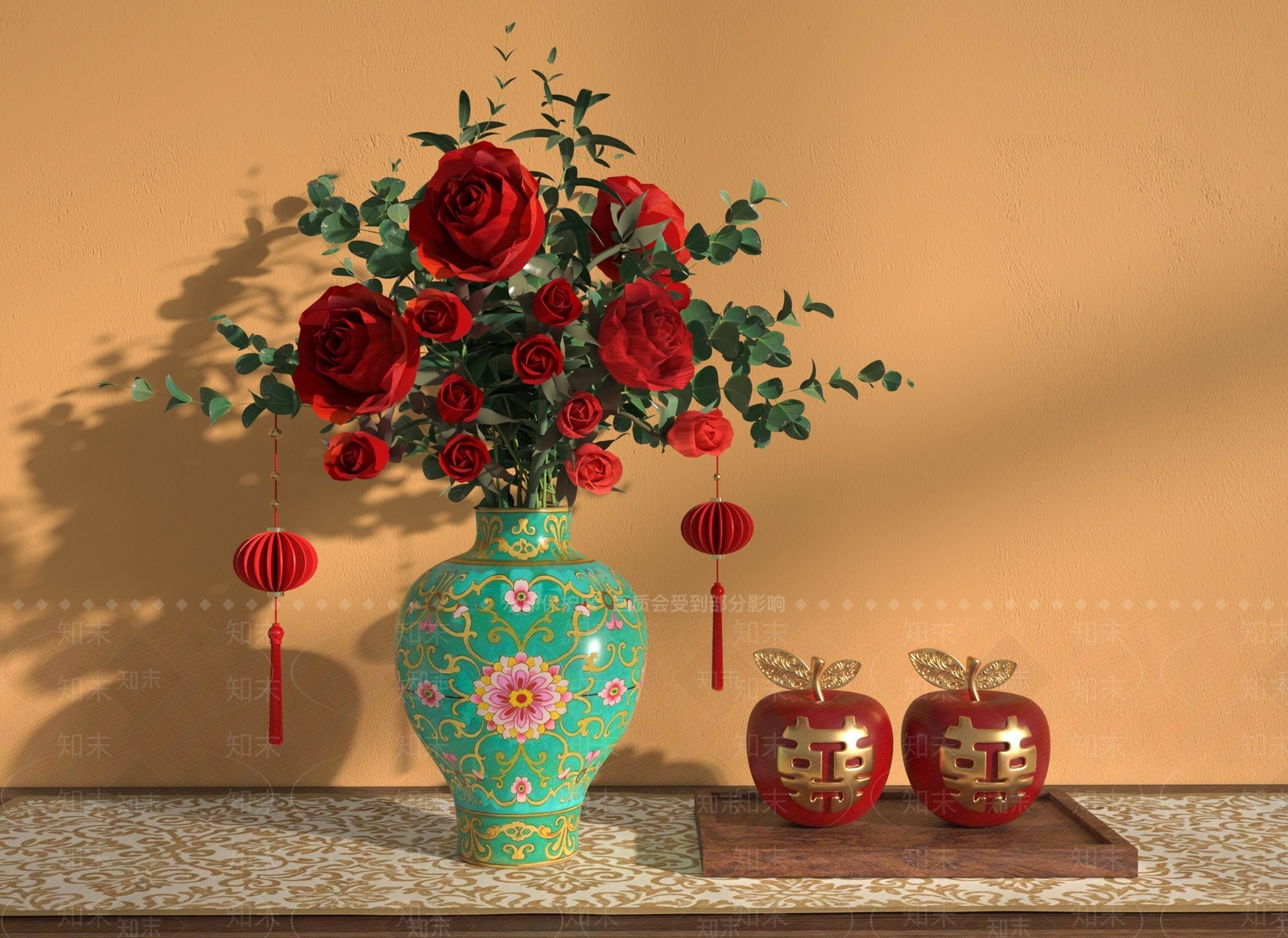 中式摆件组合SU模型下载【ID:1190117334】