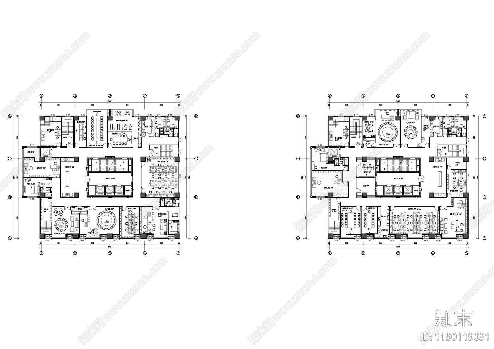 现代整体办公空间cad施工图下载【ID:1190119031】