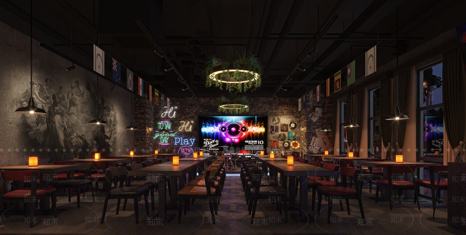 工业美式酒吧3D模型下载【ID:1190120670】