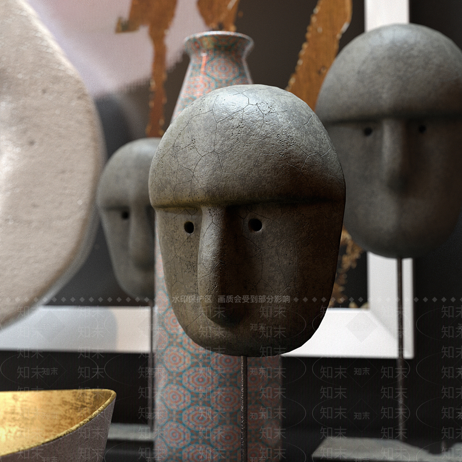 新中式日式摆件组合3D模型下载【ID:1190120835】