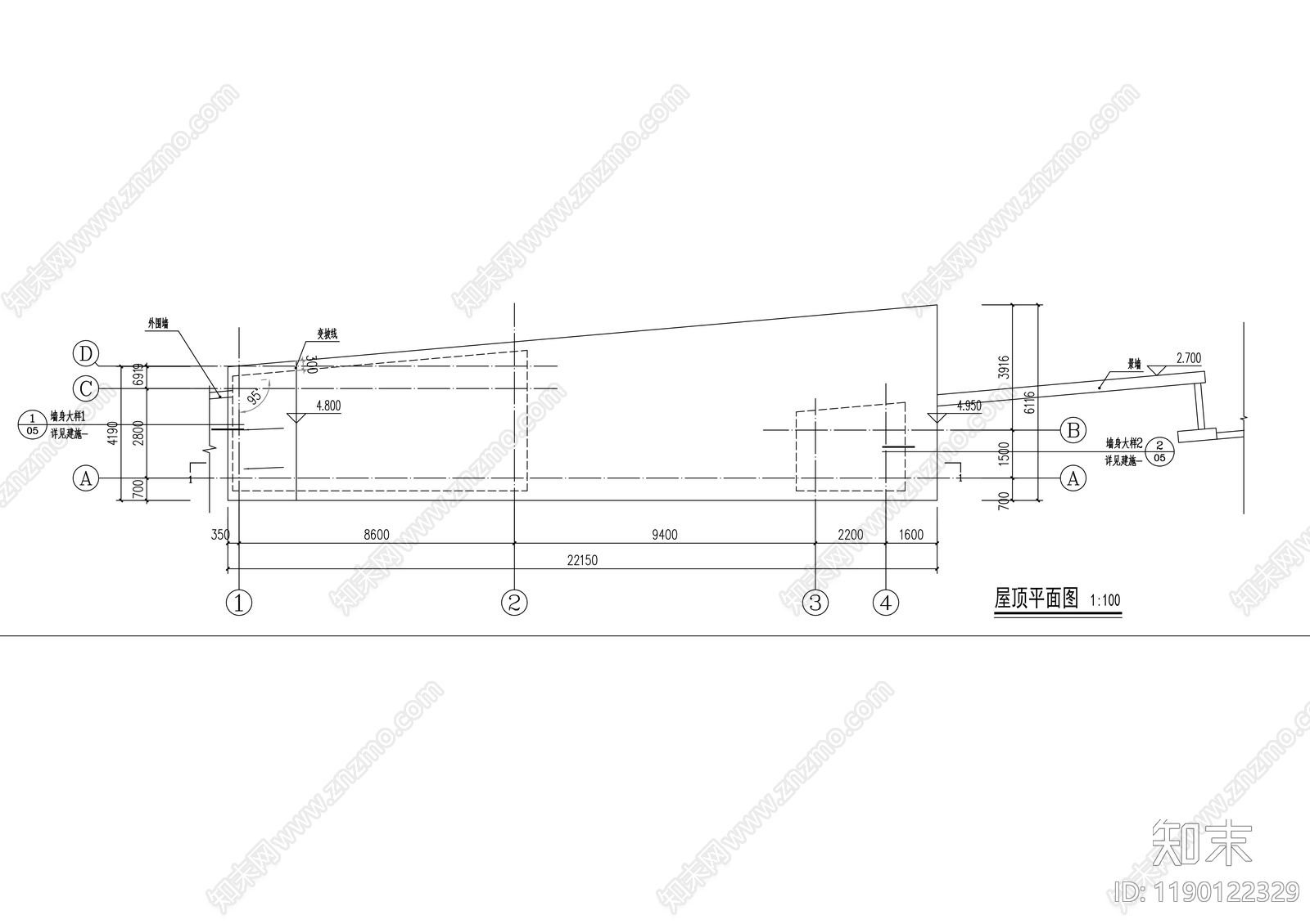 现代门卫室建筑cad施工图下载【ID:1190122329】