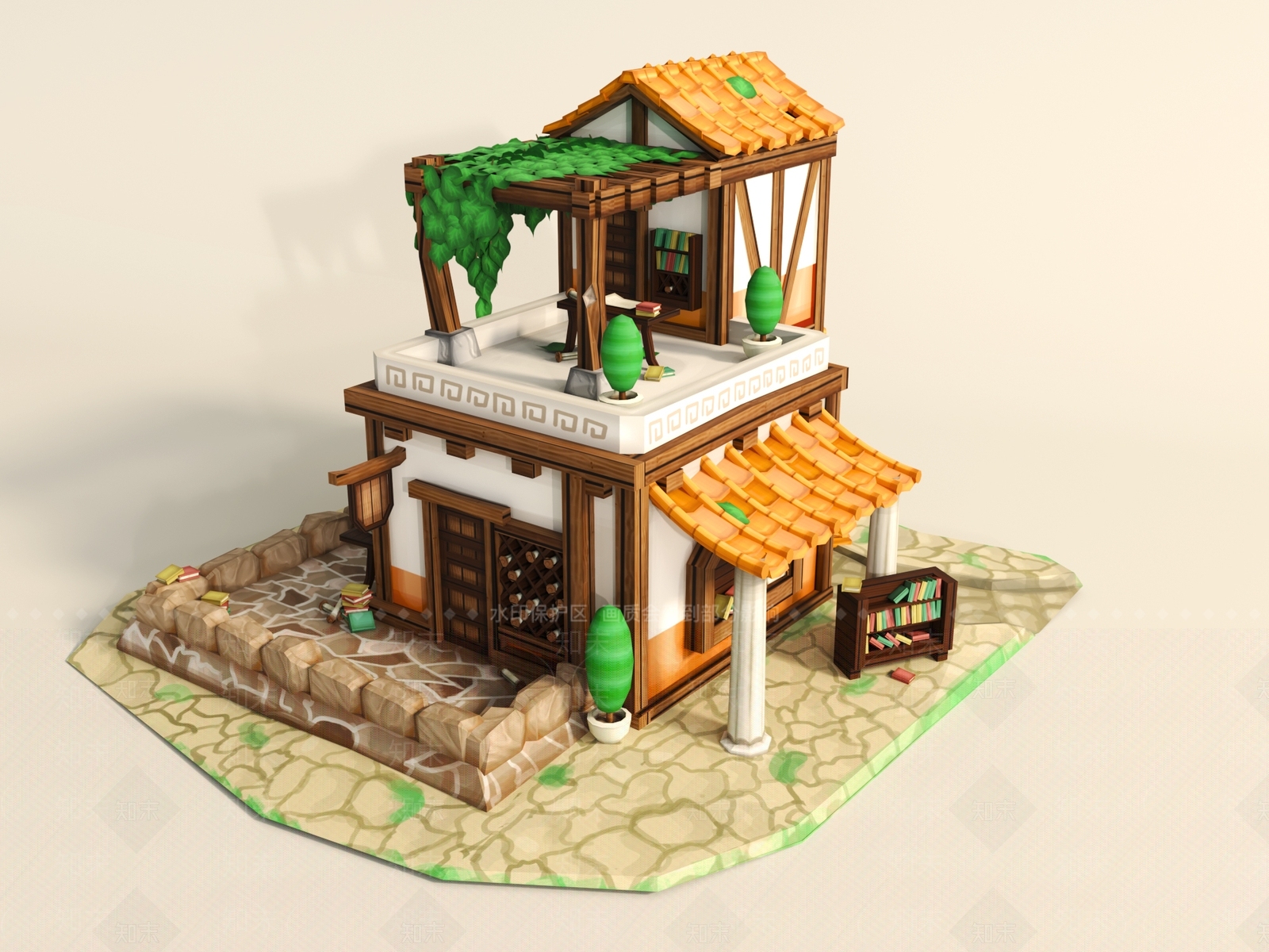 意式别墅外观3D模型下载【ID:1190130415】
