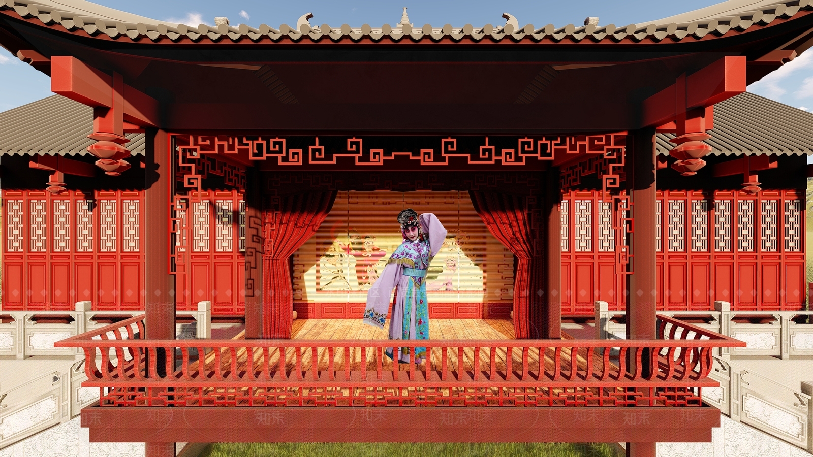 中式新中式古建筑SU模型下载【ID:1190131349】