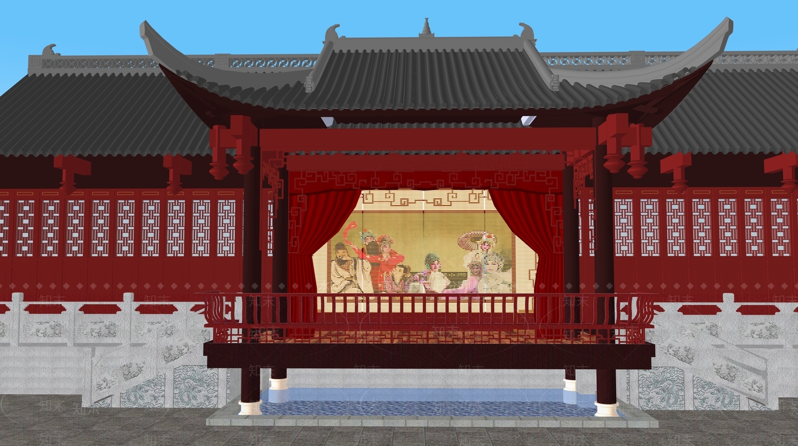 中式新中式古建筑SU模型下载【ID:1190131349】