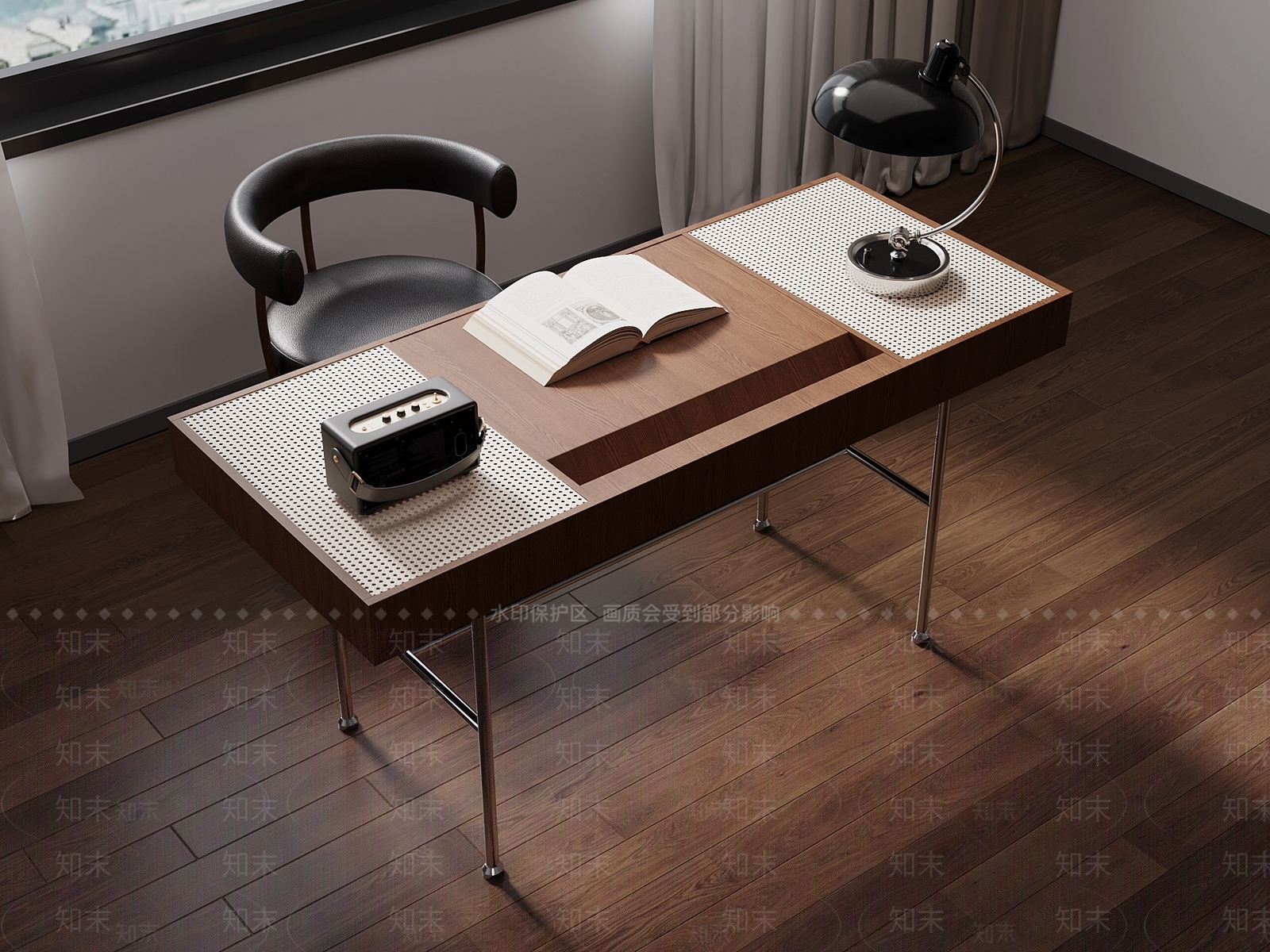 中古书桌椅3D模型下载【ID:1190132367】