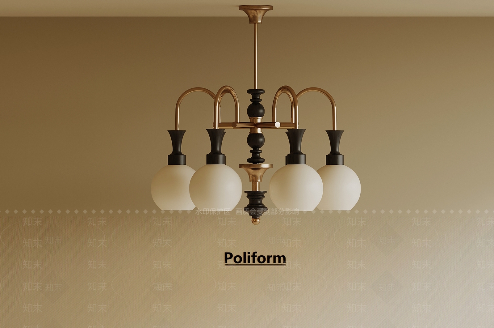 法式复古客厅吊灯SU模型下载【ID:1190133219】