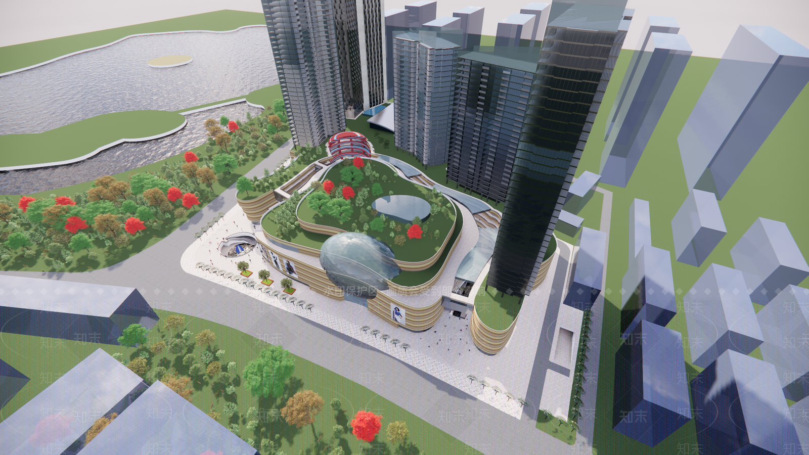 现代极简商场建筑SU模型下载【ID:1190136069】