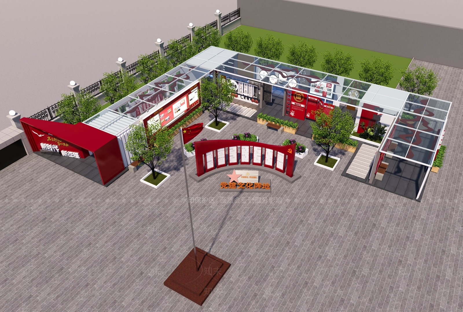 现代党建展厅SU模型下载【ID:1190138732】