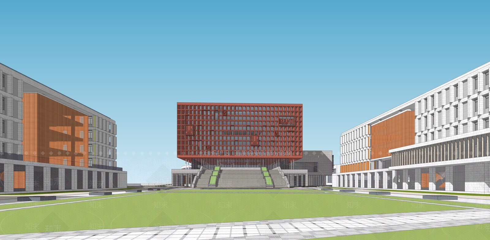 现代学校建筑SU模型下载【ID:1190141010】
