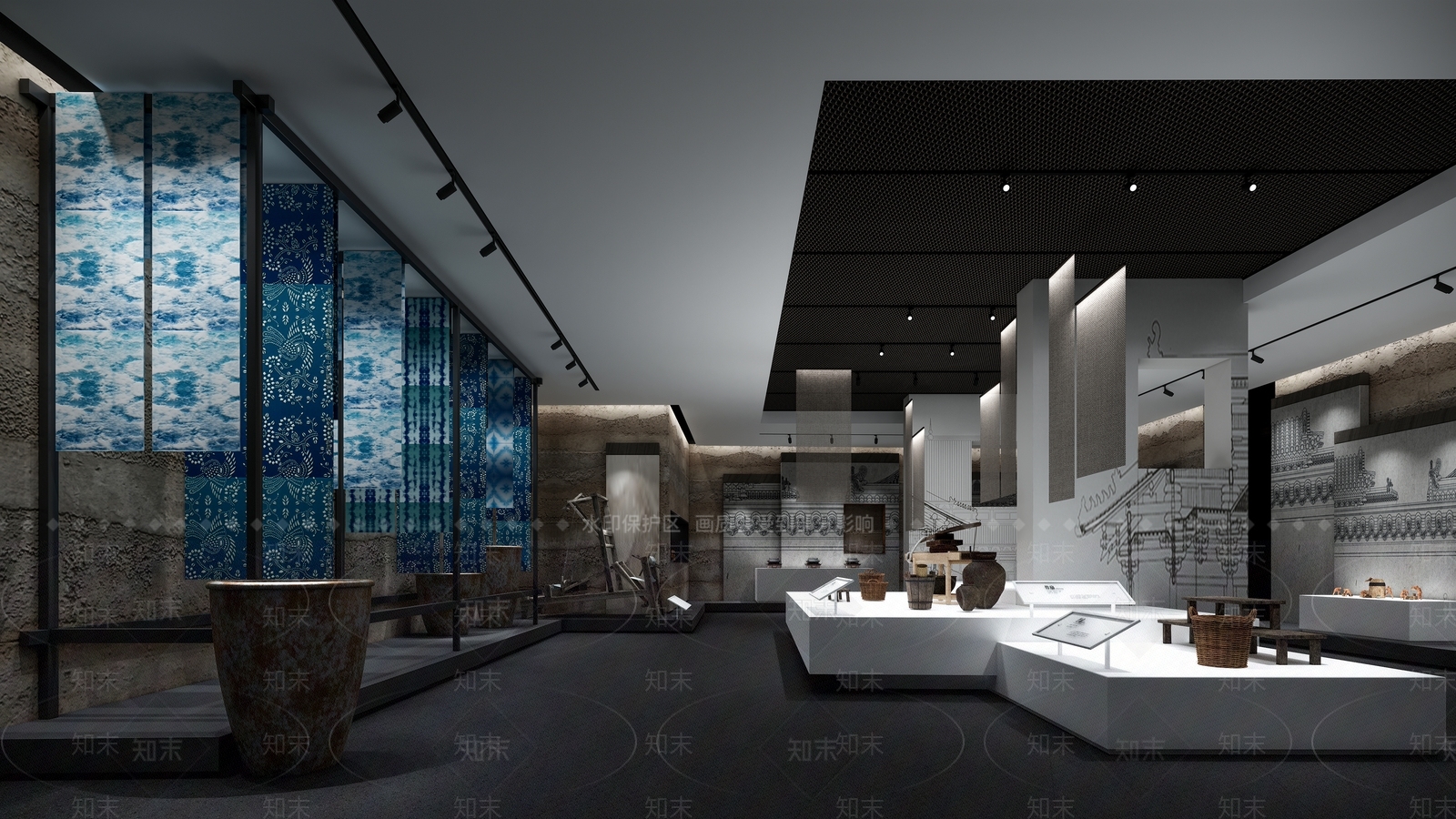 现代博物馆展厅SU模型精品下载_SketchUp模型_知末网