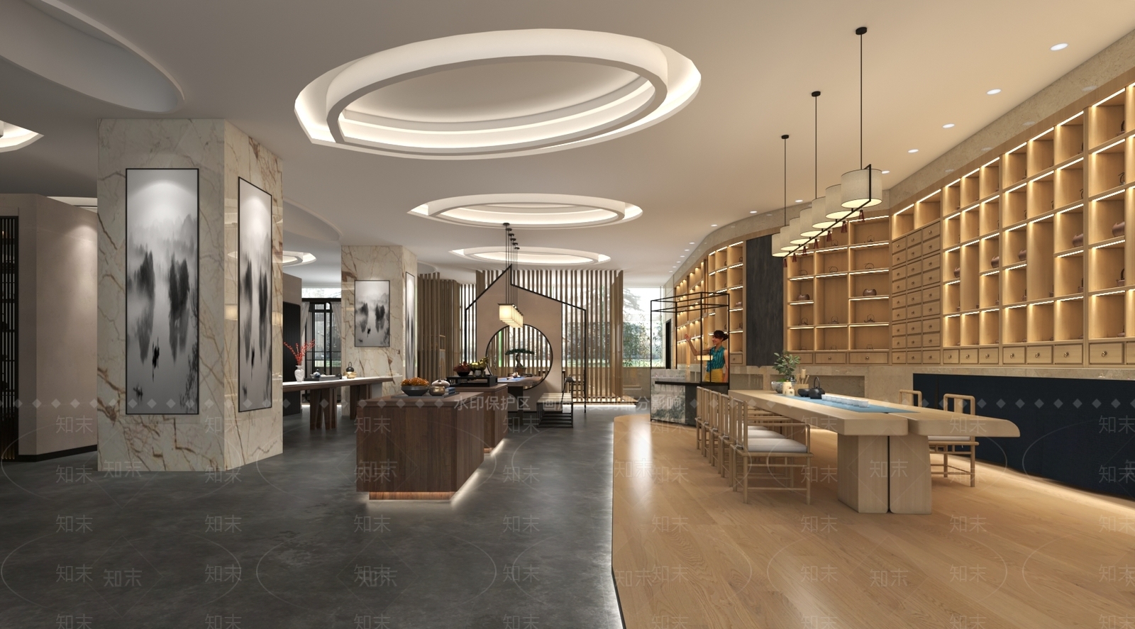 新中式中式茶叶店3D模型下载【ID:1190144567】