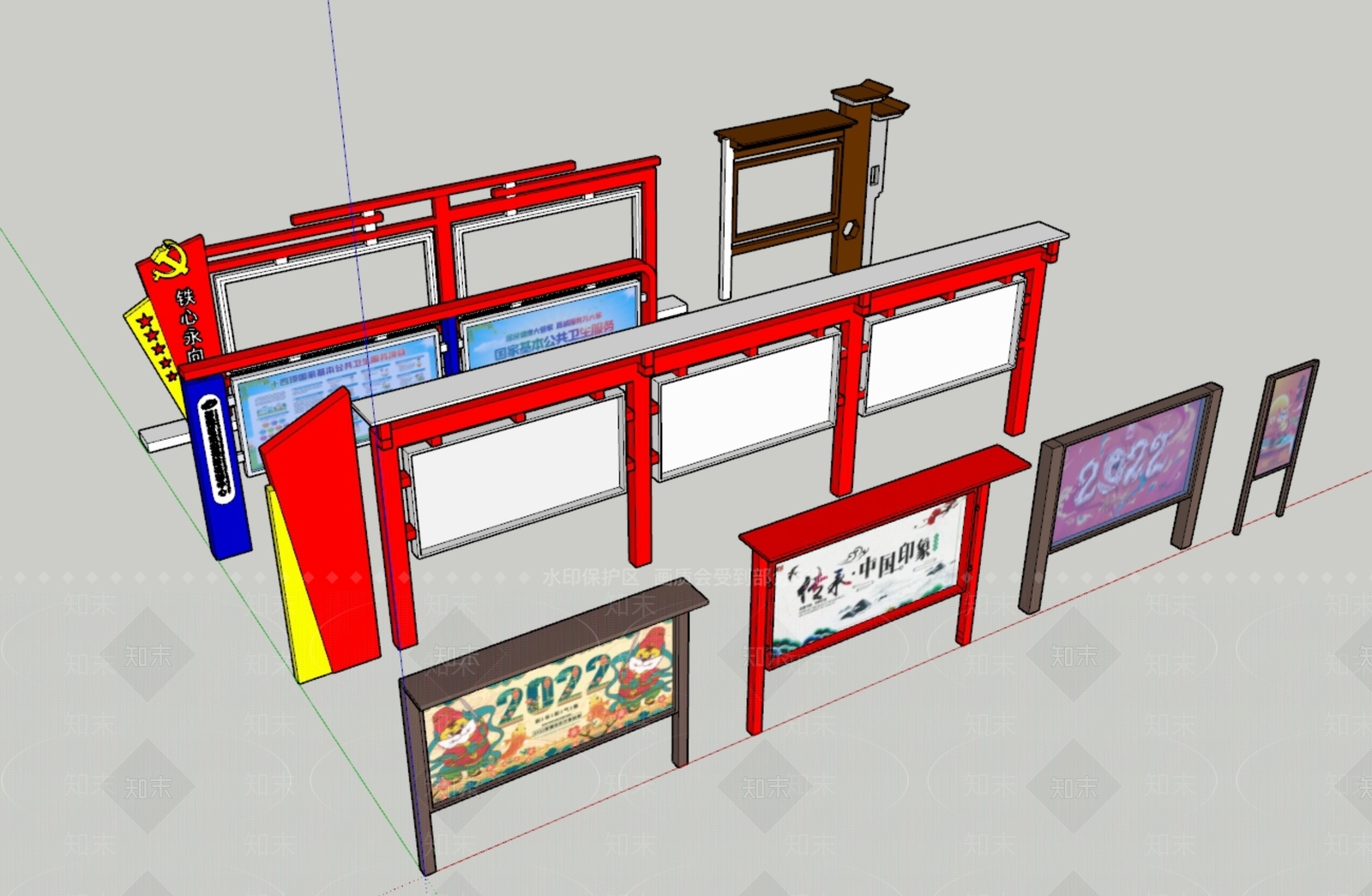 新中式牌坊牌楼SU模型下载【ID:1190150791】