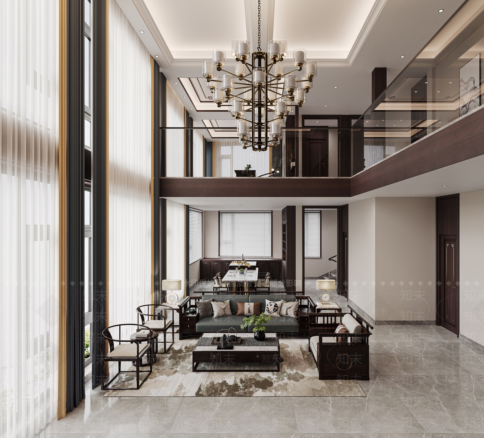 新中式家居餐厅3D模型下载【ID:1215082368】