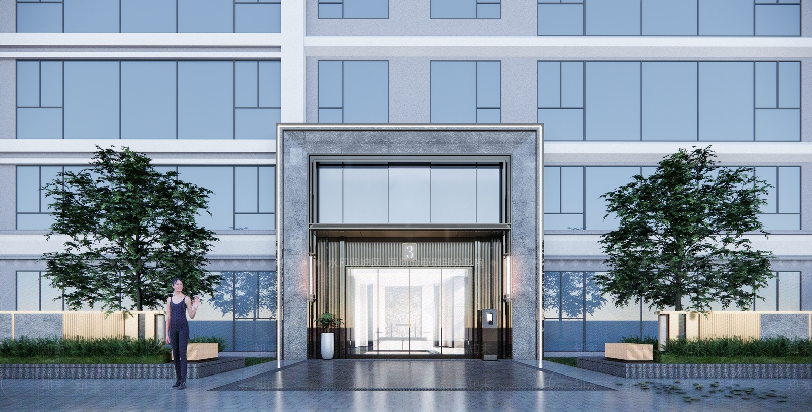 现代新中式高层住宅SU模型下载【ID:1190155094】