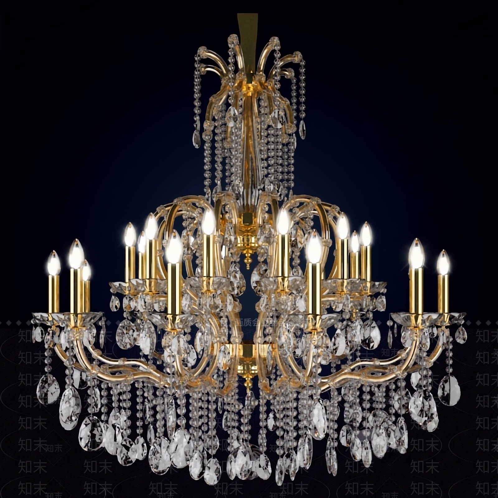 现代欧式水晶吊灯3D模型下载【ID:1190155989】