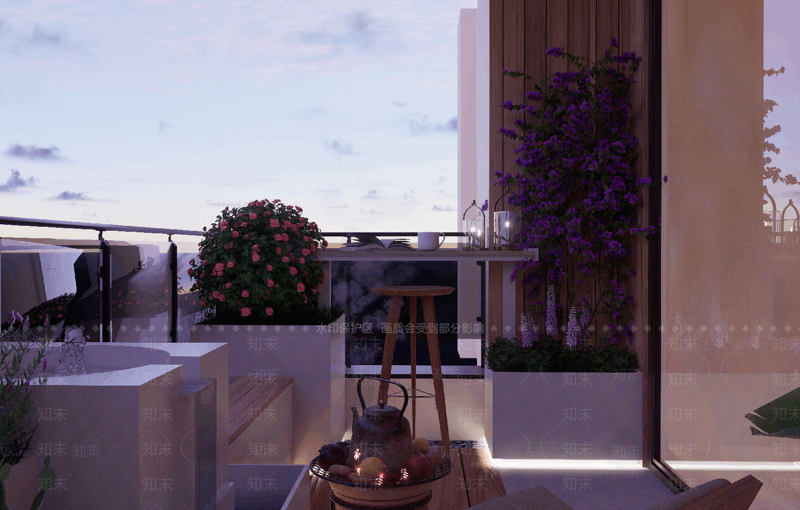 现代屋顶花园SU模型下载【ID:1190268768】