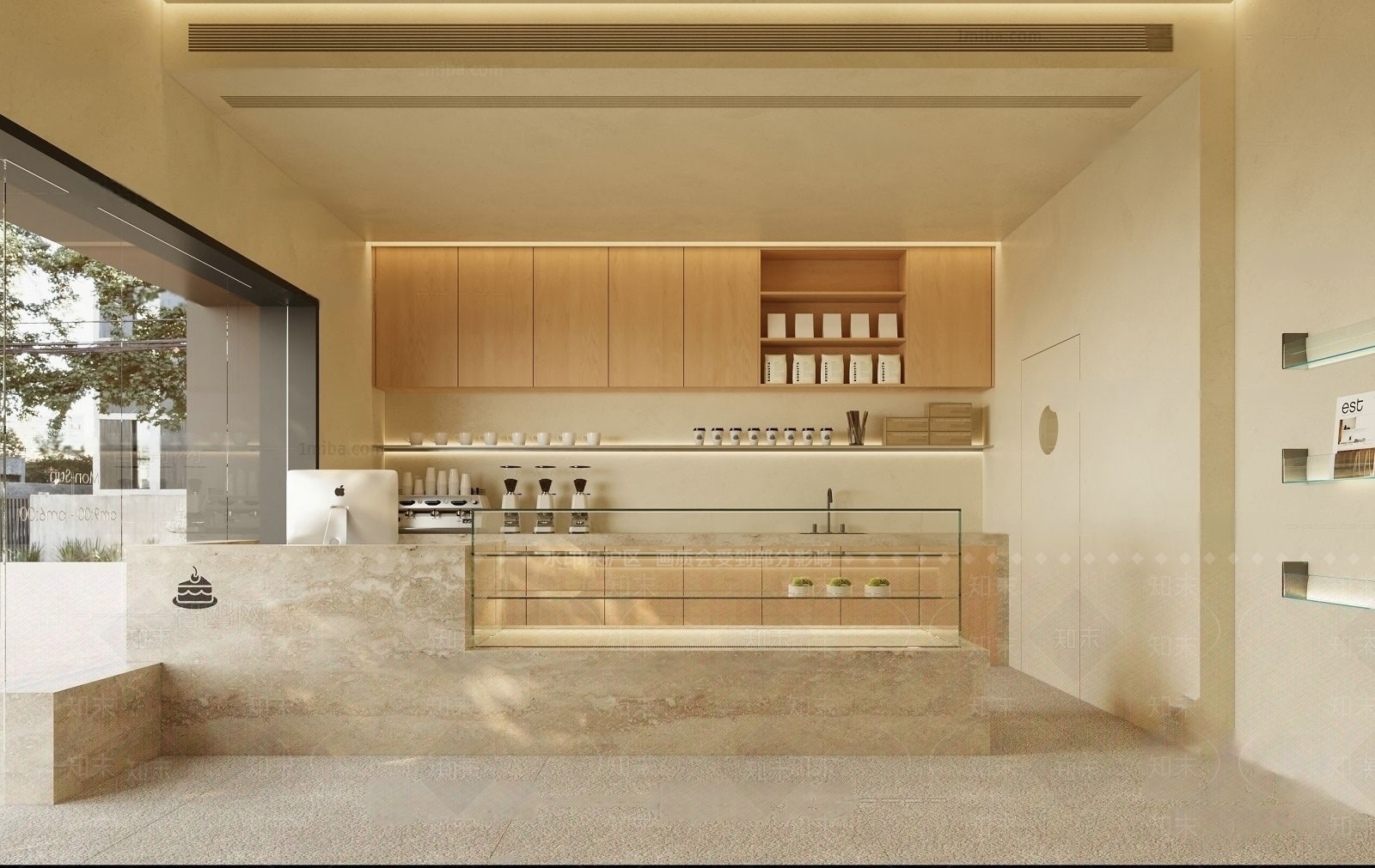 奶油简约甜品面包店3D模型下载【ID:1190166519】