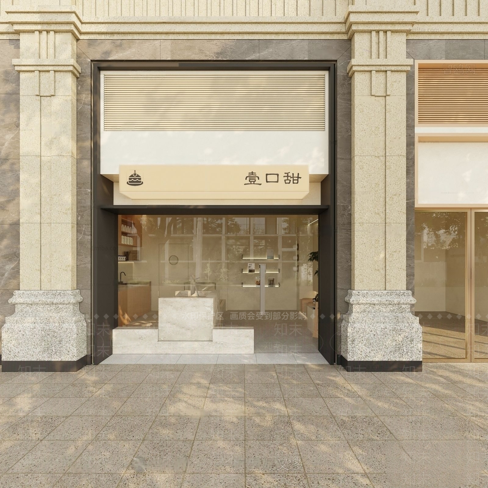 奶油简约甜品面包店3D模型下载【ID:1190166519】