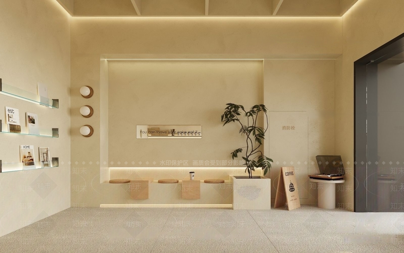 奶油简约甜品面包店3D模型下载【ID:1190166519】