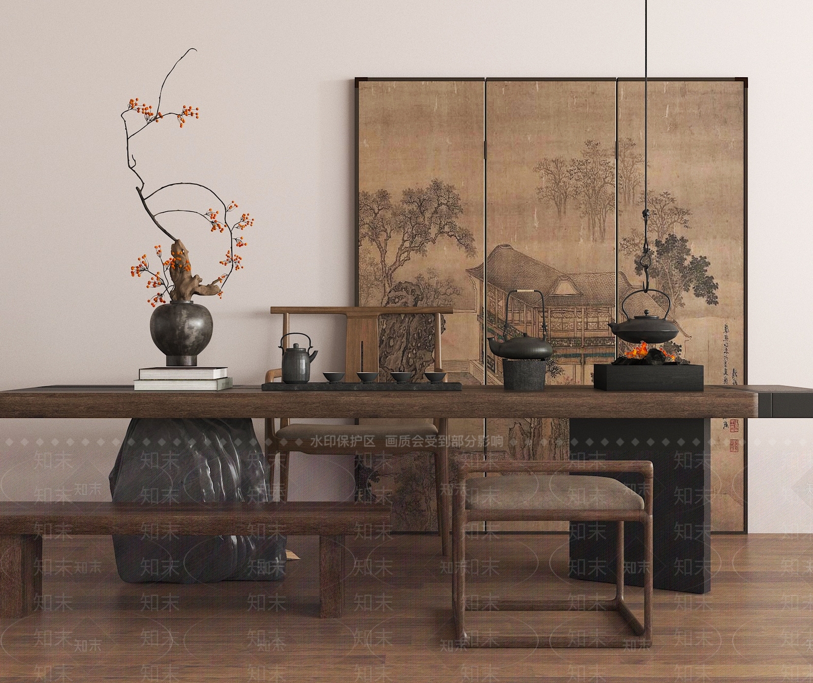 侘寂条案3D模型下载【ID:1190166446】